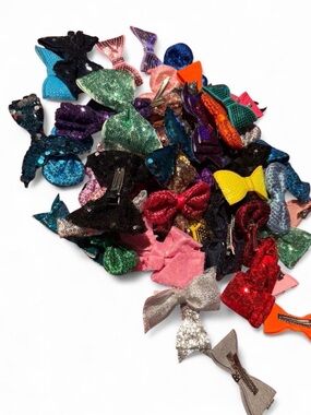 60+ Sequin Hair Bow Lot | Glitter Clips Bundle | Kids Accessories